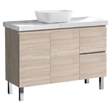 Vitrus 1200mm Oak Freestanding Single Vanity with 50mm Stone Countertop & Basin